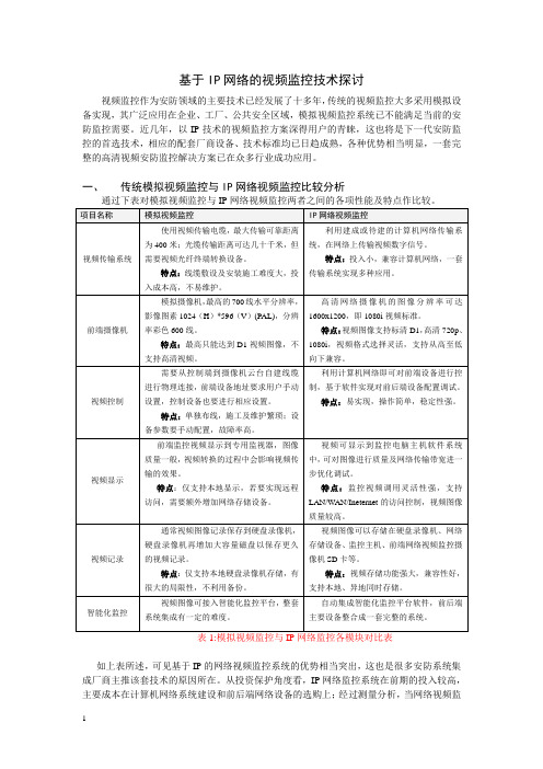 论文 基于IP网络的视频监控技术探讨