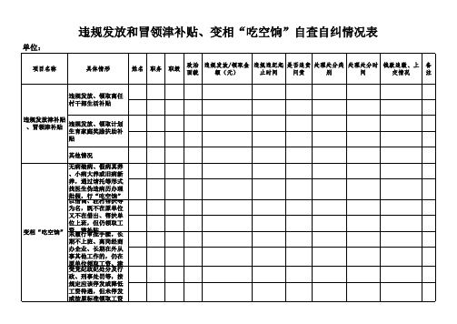 自查自纠情况表