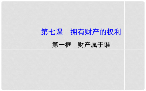 新学期八年级政治下册 第三单元 第七课 第一框 财产属