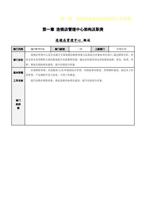 连锁店第一篇连锁店体系组织架构及工作职责