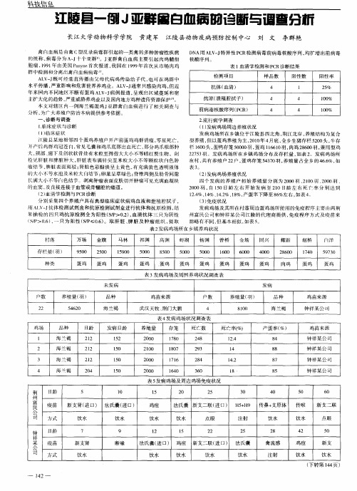 江陵县一例J亚群禽白血病的诊断与调查分析