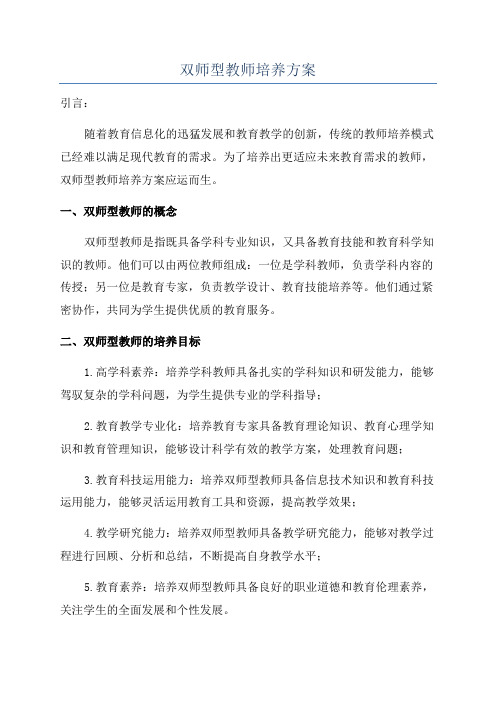 双师型教师培养方案