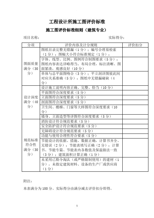 施工图评价标准