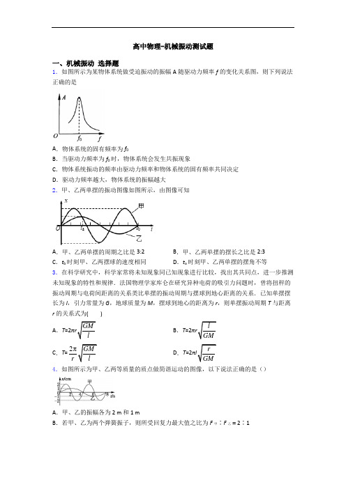 高中物理-机械振动测试题