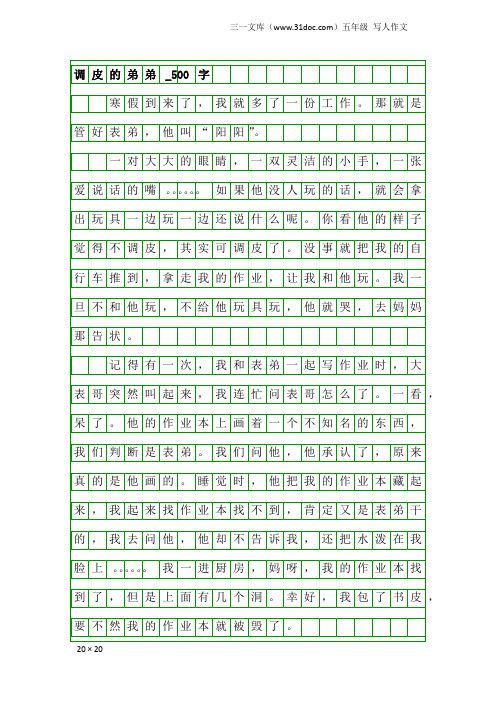 五年级写人作文：调皮的弟弟_500字_1