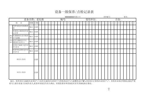 设备一级保养记录表