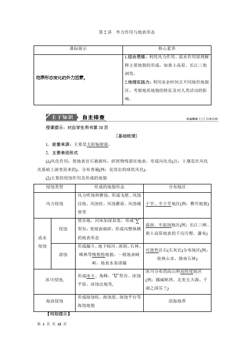 鲁教版地理一轮复习：第3章第2讲 外力作用与地表形态学案