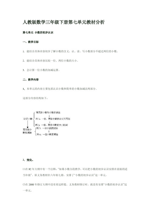 人教版数学三年级下册第七单元教材分析