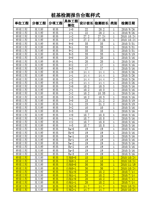 桩基检测报告台账(更新至10年1月19日)