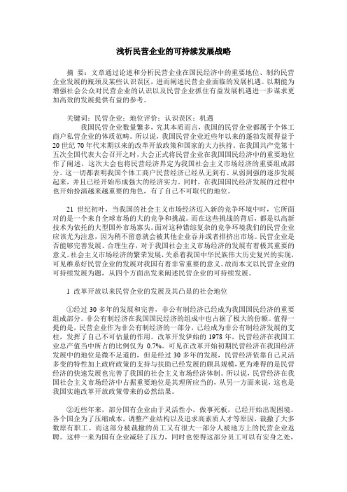 浅析民营企业的可持续发展战略