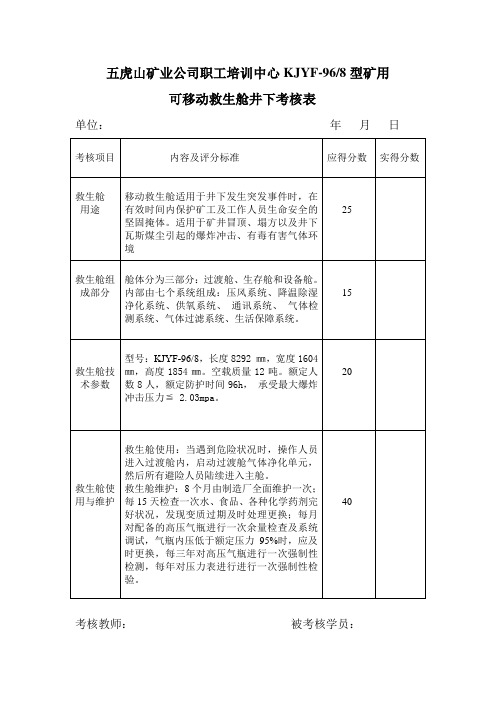 移动救生舱考核表(2)