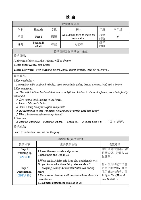 《U6 Section B 2a-2e》教案人教版英语八年级下册