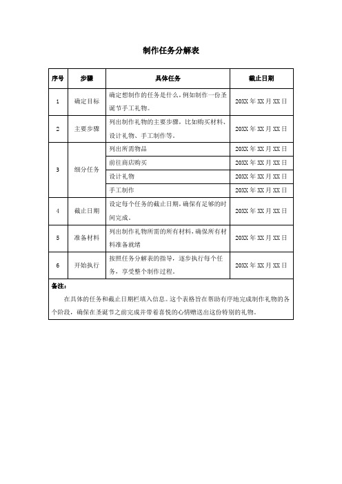 制作任务分解表