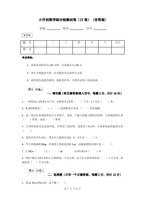 小升初数学综合检测试卷(II卷) (含答案)