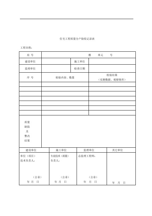 《四川省住宅工程质量分户验收管理暂行娑ā芳氨砀《四川省住宅工程质量分户验收管理