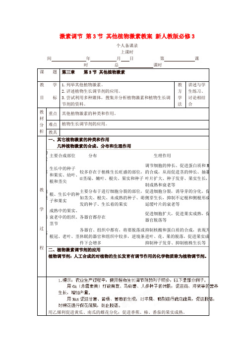 高中生物 第3章 植物的激素调节 第3节 其他植物激素教案 新人教版必修3