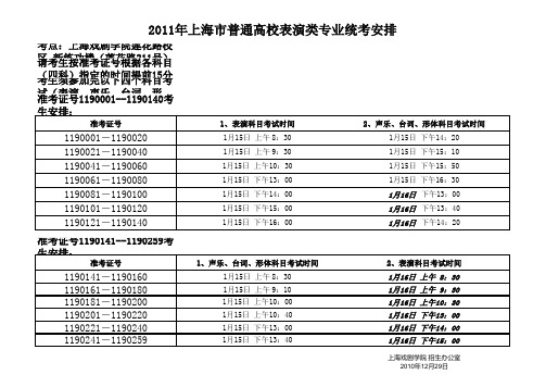 表演统考安排