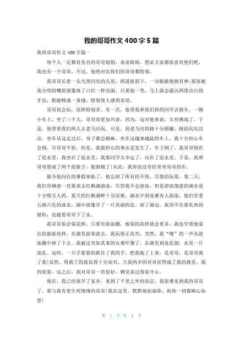 我的哥哥作文400字5篇