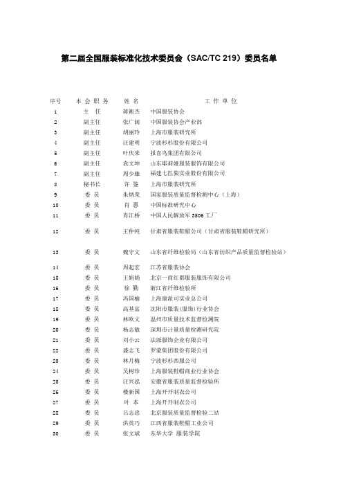 第二届全国服装标准化技术委员会(SACTC