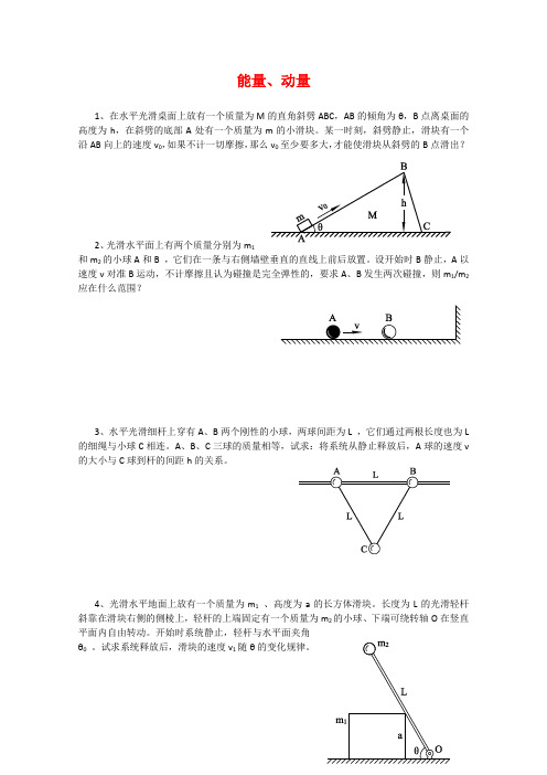 高二物理奥赛培训题能量和动量1