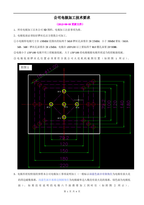 公司电极加工技术要求