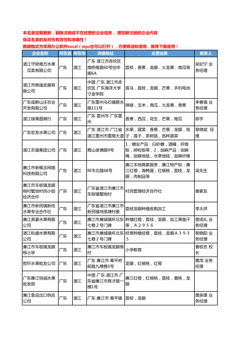 2020新版广东省湛江龙眼工商企业公司名录名单黄页大全33家