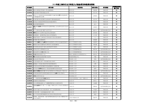 2010年度上海市白玉兰科技人才基金项