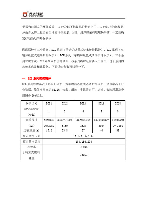 燃煤锅炉产品分类、型号参数