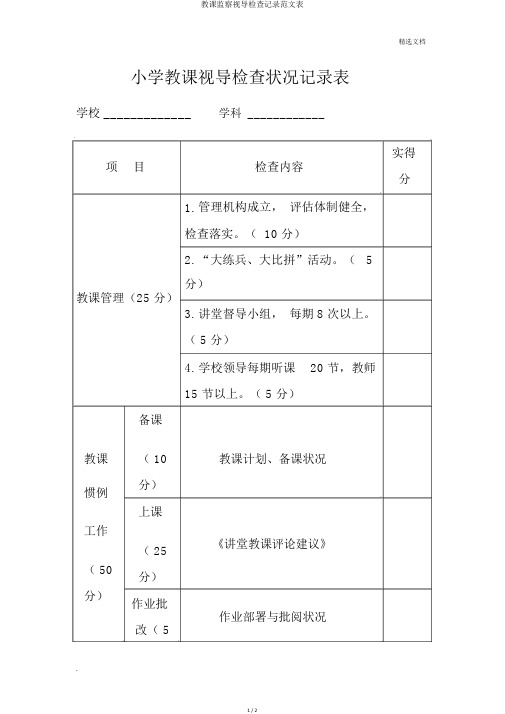 教学督查视导检查记录范文表