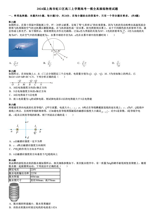 2024届上海市虹口区高三上学期高考一模全真演练物理试题