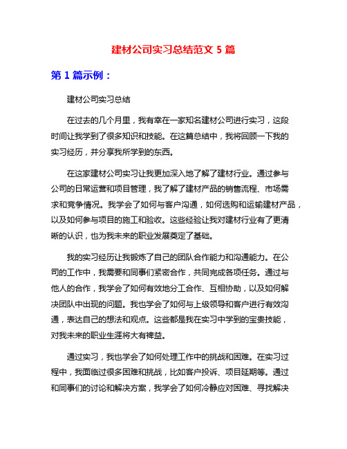 建材公司实习总结范文5篇