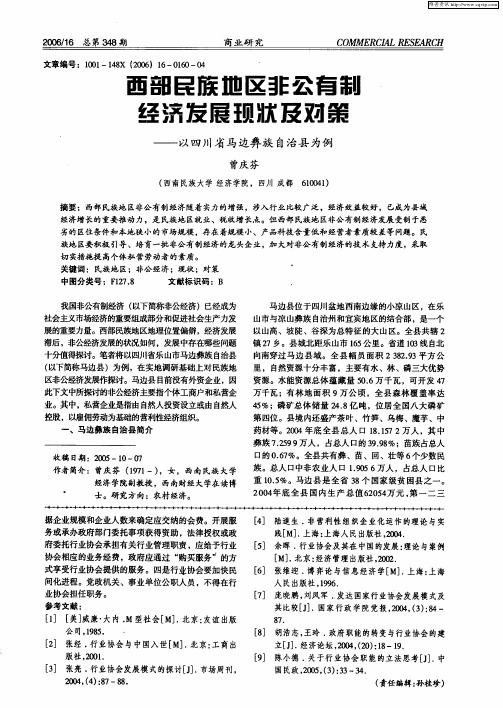 西部民族地区非公有制经济发展现状及对策——以四川省马边彝族自治县为例