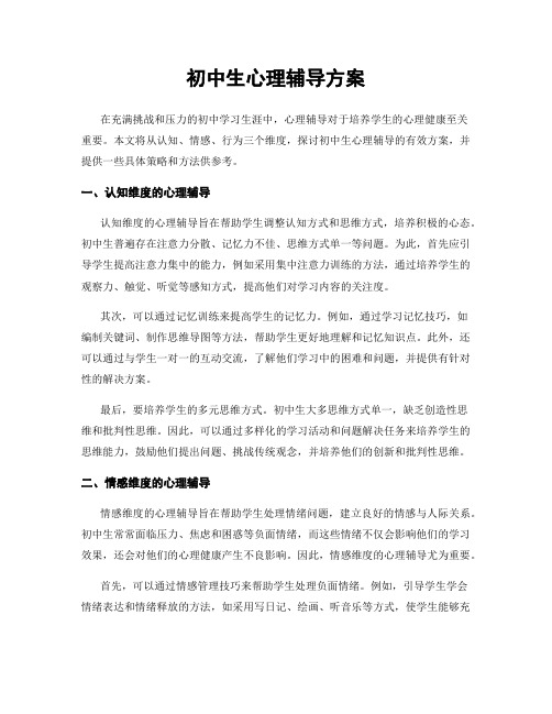 初中生心理辅导方案