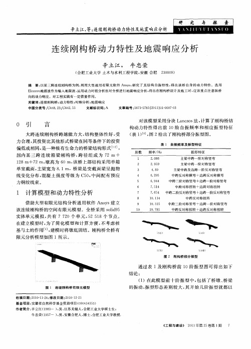 连续刚构桥动力特性及地震响应分析