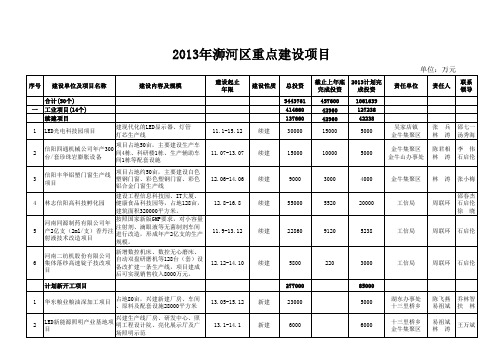 2013年建设项目汇全部总表(按行业分类)1