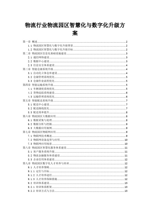 物流行业物流园区智慧化与数字化升级方案