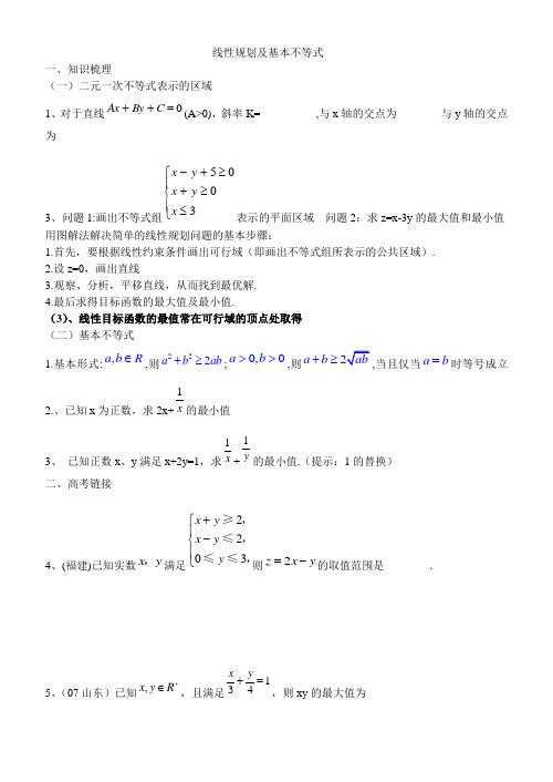 线性规划及基本不等式