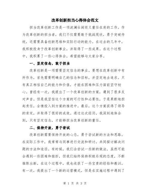 改革创新担当心得体会范文