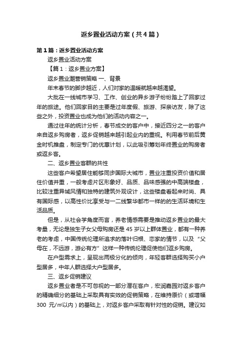 返乡置业活动方案（共4篇）