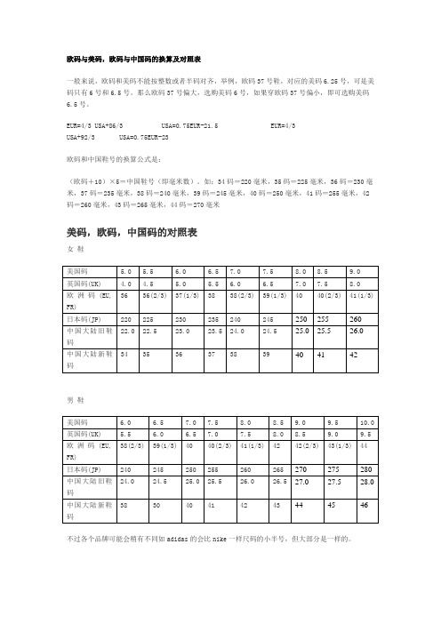 欧码美码中国码转换