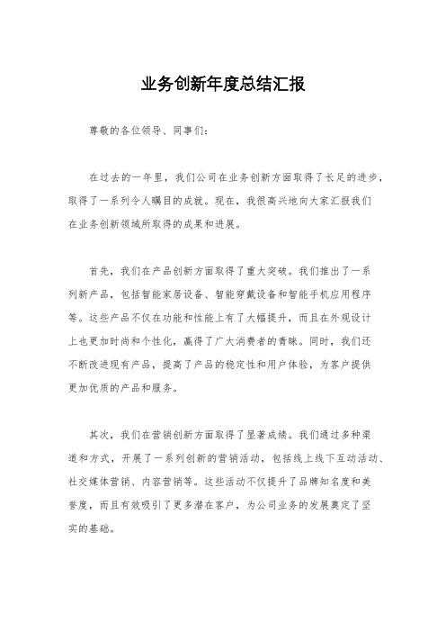 业务创新年度总结汇报