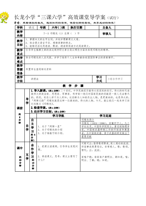 小学语文长春版五年级下册7—3 邓稼先教案