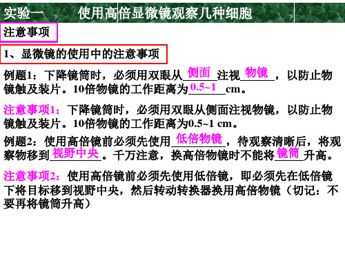 实验一使用高倍显微镜观察几种细胞(精)