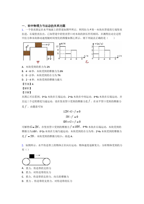 2020-2021中考物理力与运动的关系问题的综合题试题附详细答案