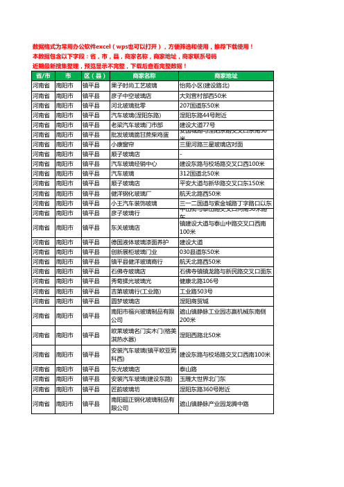 新版河南省南阳市镇平县玻璃店工商企业公司名录名单黄页大全29家