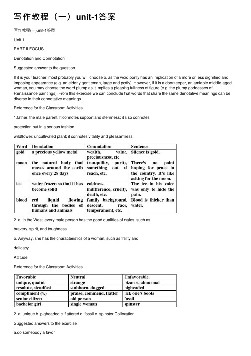写作教程（一）unit-1答案