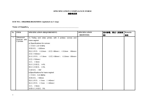 SPECIFICATION COMPLIANCE FORM