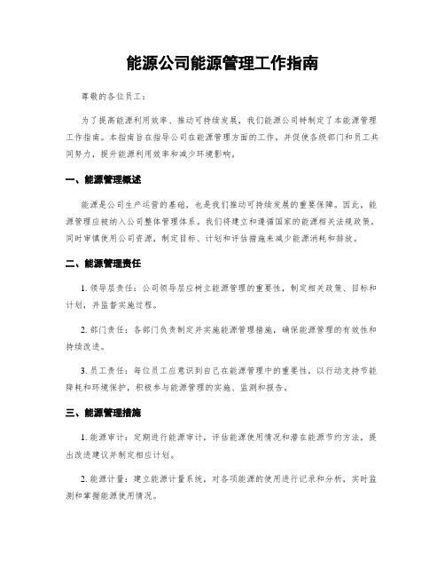 能源公司能源管理工作指南