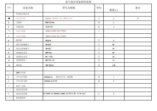 电气设备清册(施工图版)