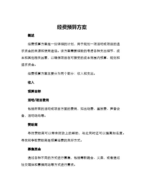 经费预算方案